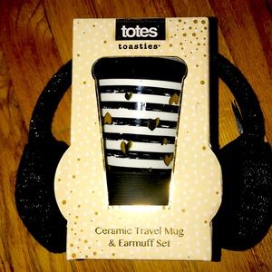 Never opened Totes travel mug and Earmuffs set!